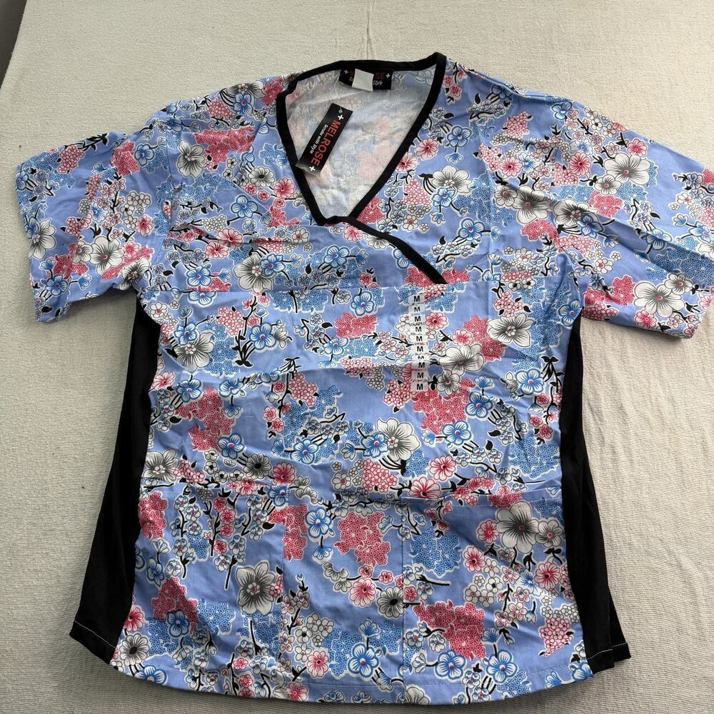 Womans Scrub Top Melrose “Scrubs w/ Style” Size M Cherry Blossom